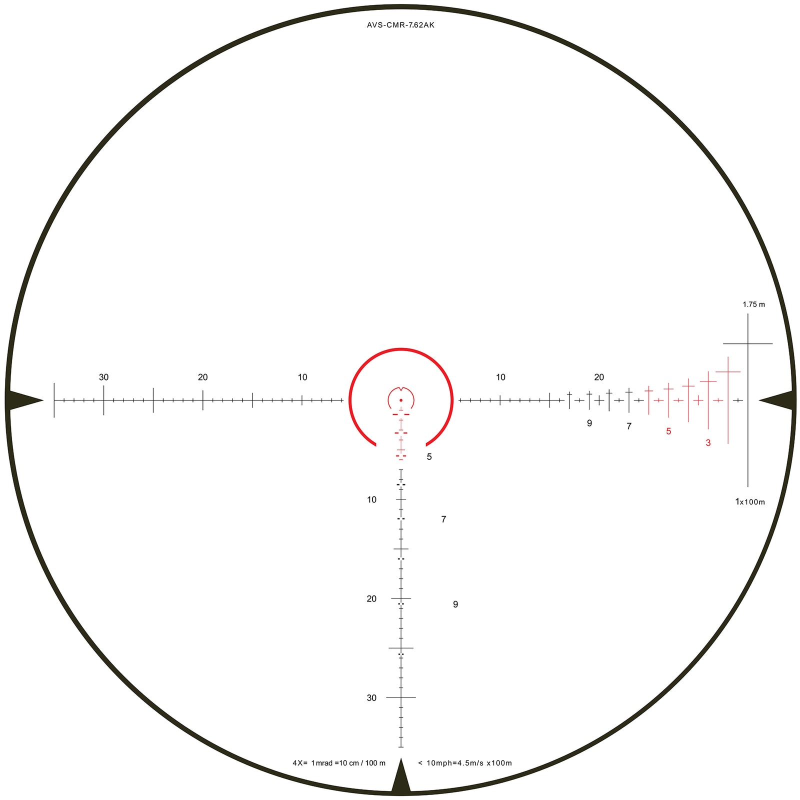 Hi-Lux Hi-Lux CMR1 1-4-24 AVS-CMR-7.62 AK reticle