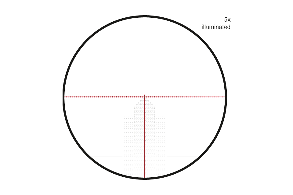 Leica Leica PRS 5-30×56 FFP L-PRB reticle at 5X reticle