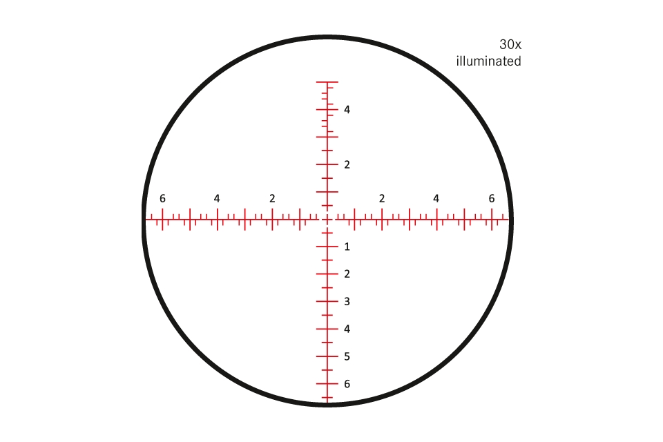 Leica Leica PRS 5-30×56 FFP L-Ballistic reticle at 30X reticle