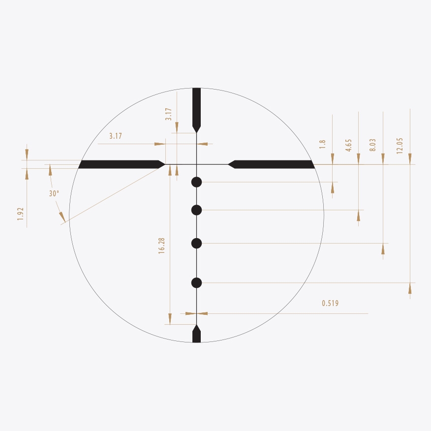 Riton non-illuminated BDC 223 reticle diagram reticle