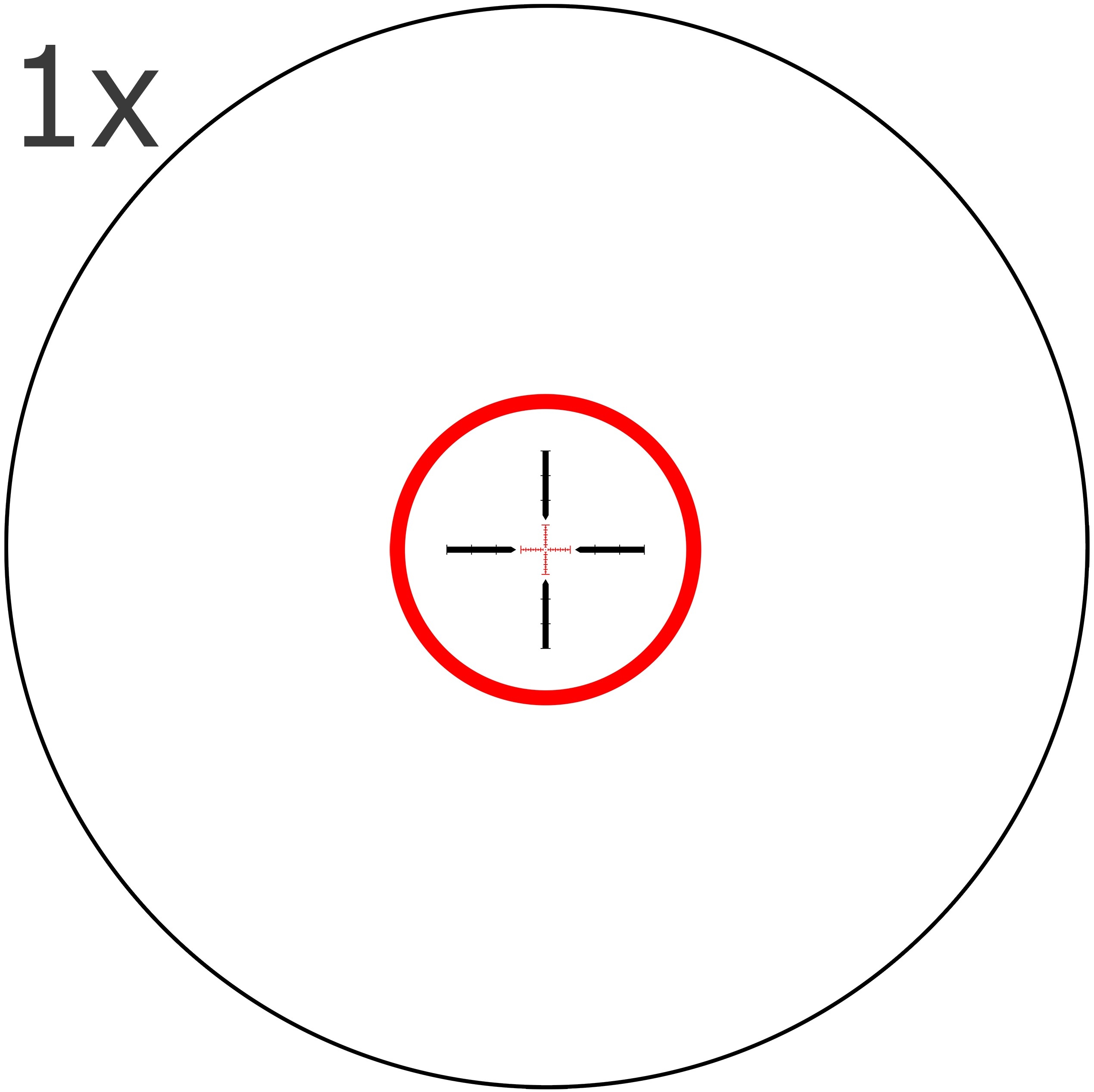 SWFA SWFA SS HD 1-6×24 Donut Circle Mil-Scale at 1X reticle