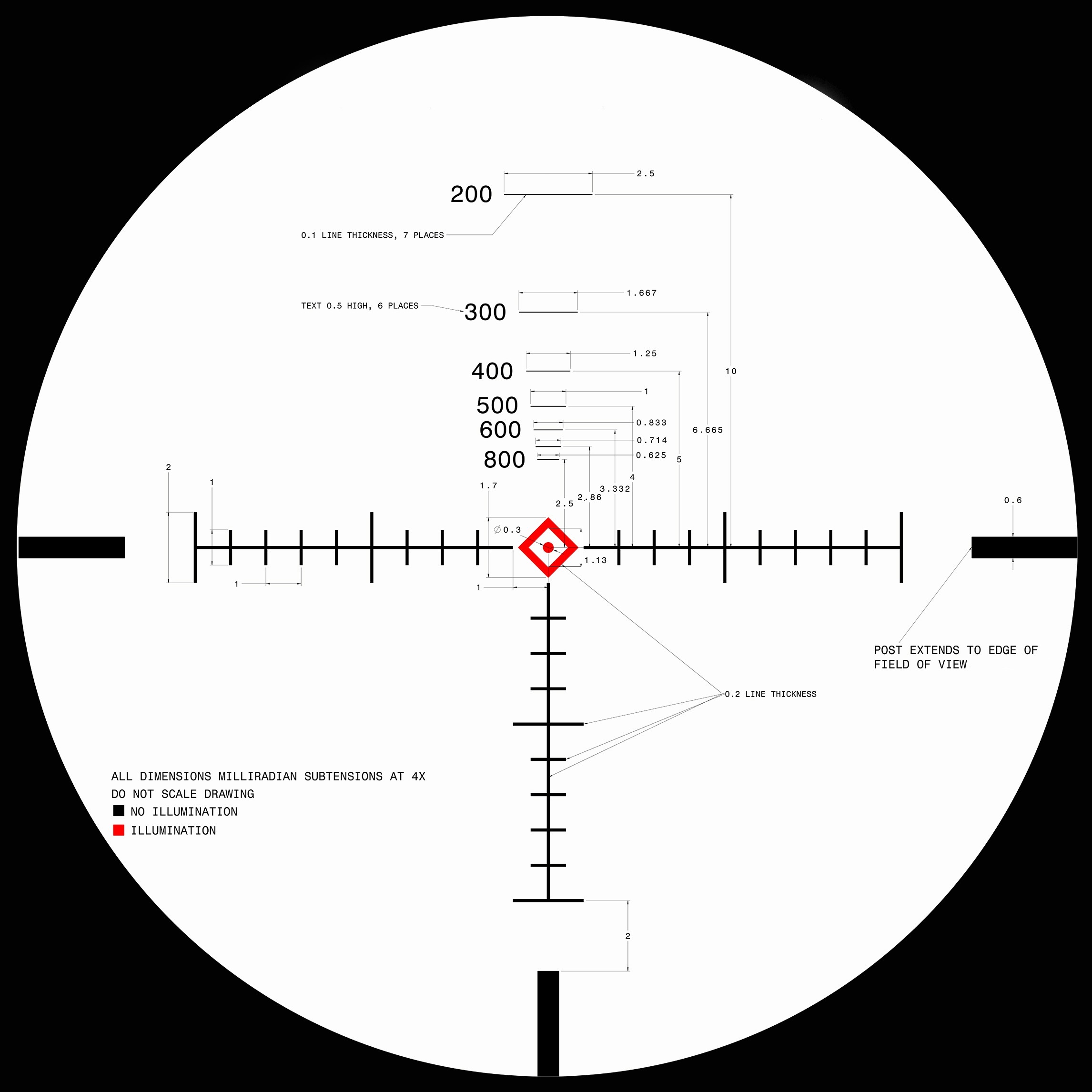SWFA SWFA SS 1-4×24 Mil-Quad DM subtensions reticle