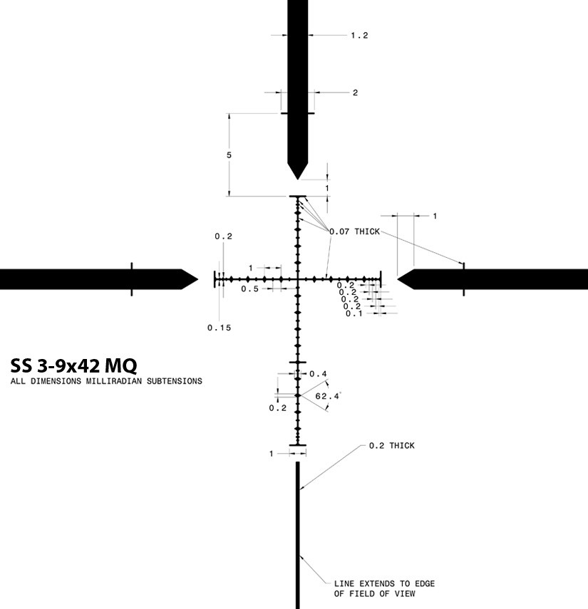 SWFA SWFA SS HD 3-9×42 Mil-Quad reticle diagram reticle