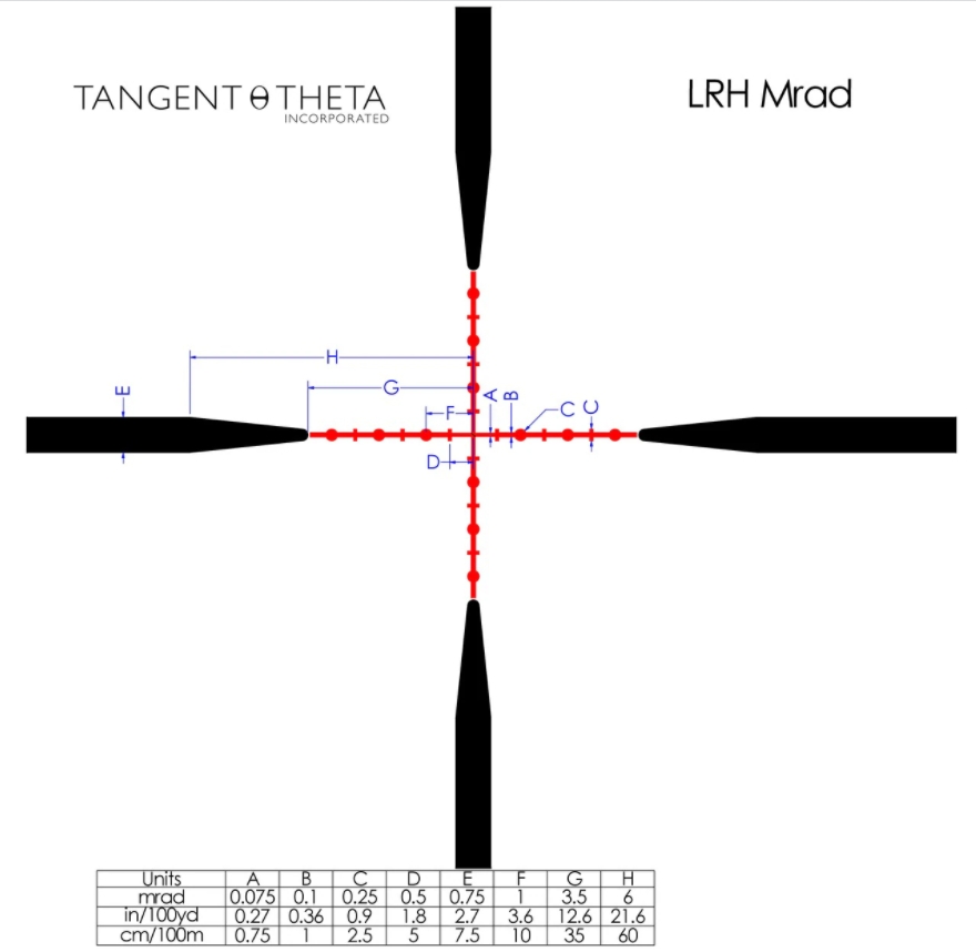 Tangent Theta Tangent Theta TT315LRH LRH MRAD reticle reticle