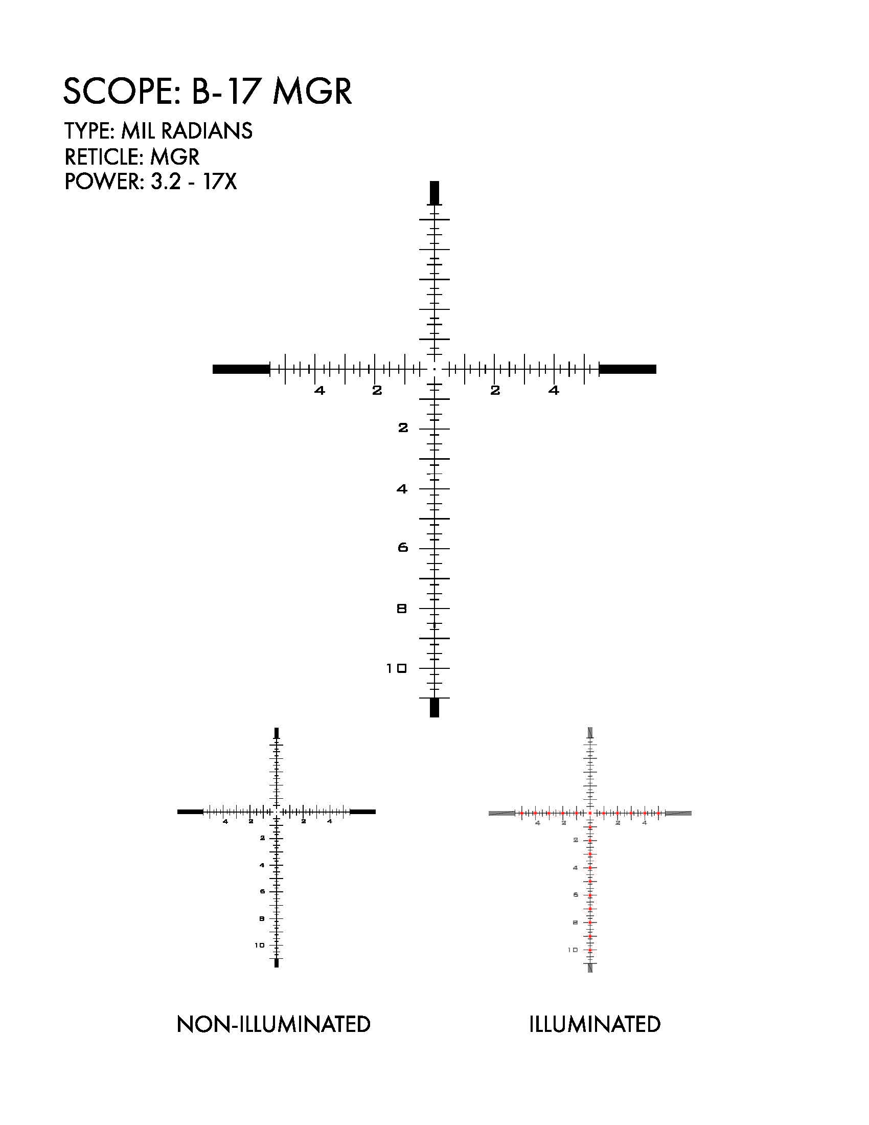 US Optics USO B-17 MGR MRAD reticle