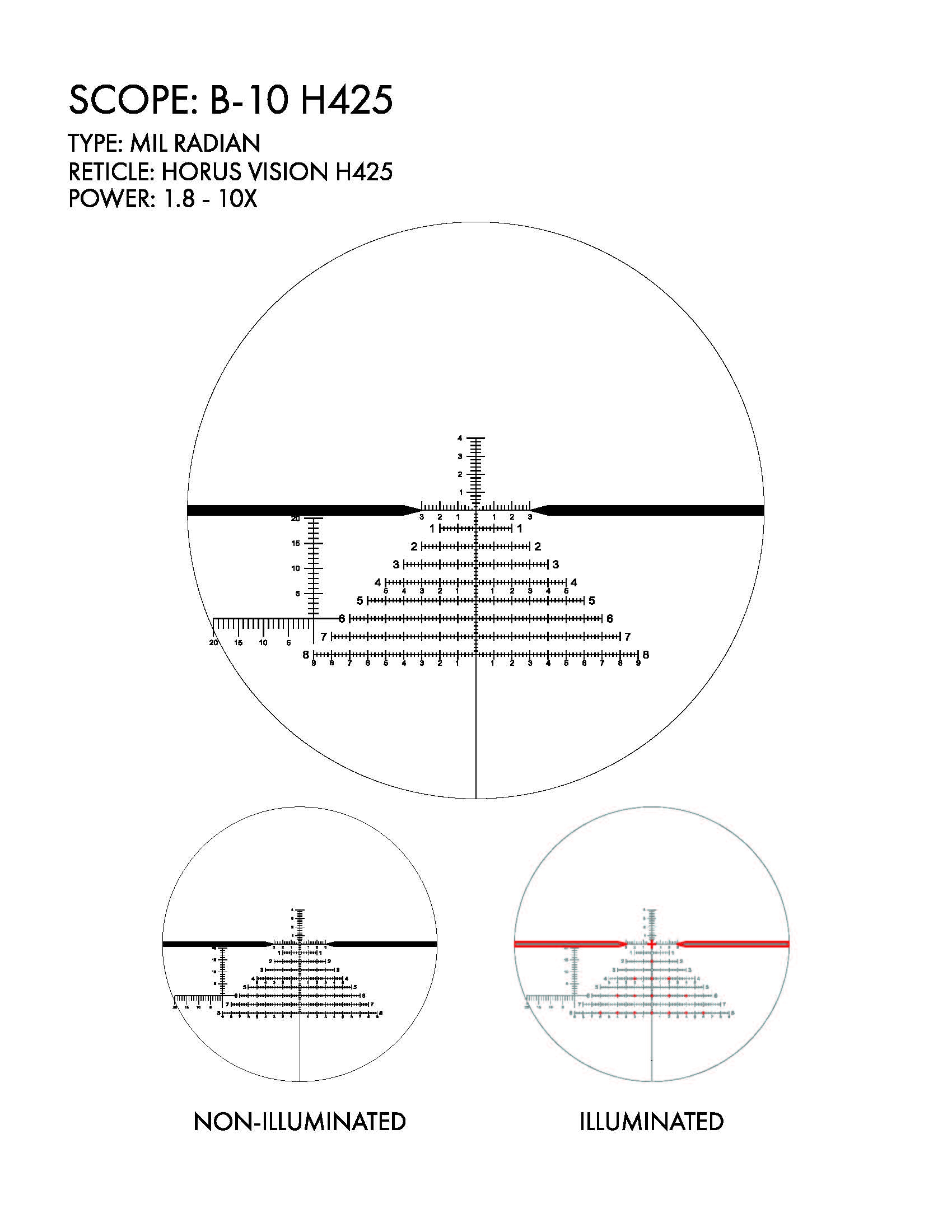 US Optics US Optics B-10 1.8-10×42 FFP B-10 Horus H425 reticle