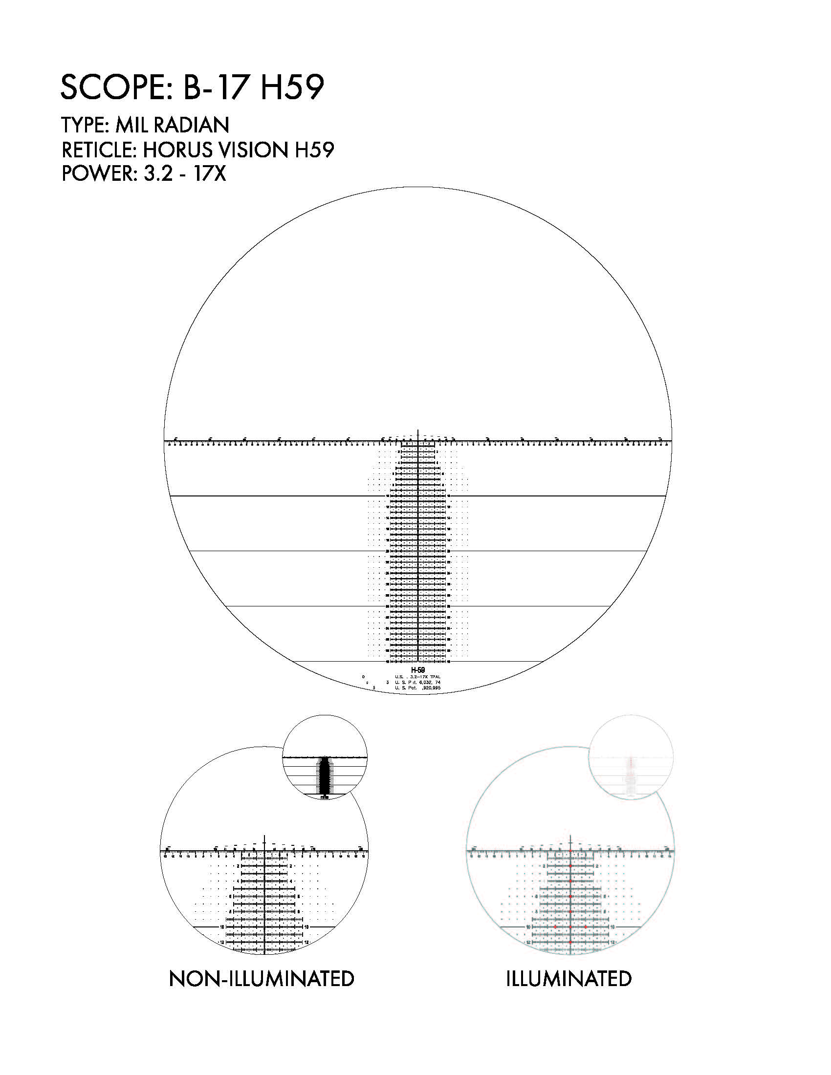 US Optics USO B-17 H59 MRAD reticle