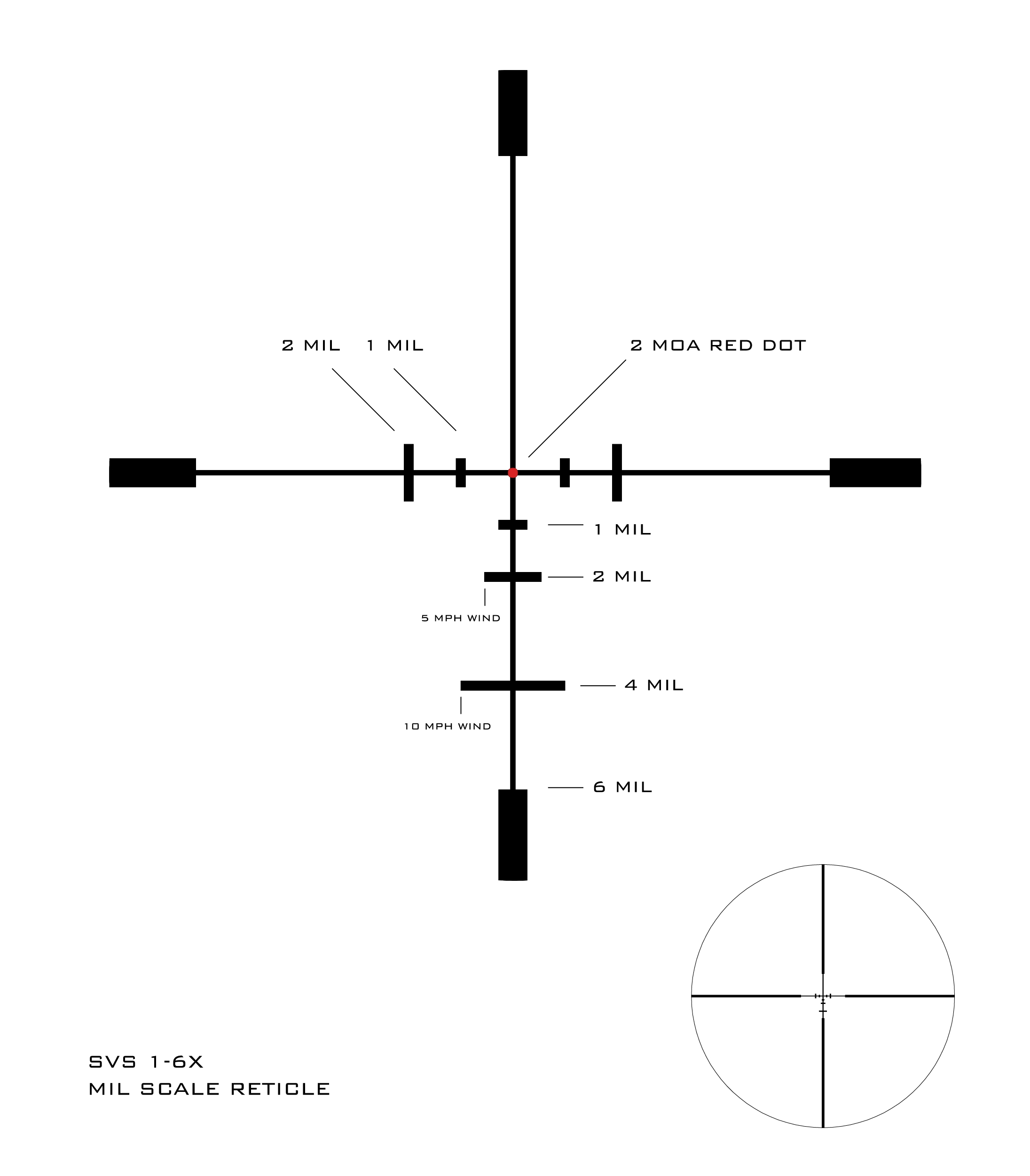 US Optics US Optics SVS 1-6X SFP Mil Scale reticle