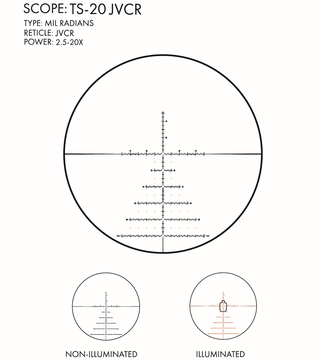 US Optics US Optics TS-20X 2.5-20×50 TS-20JVCR reticle