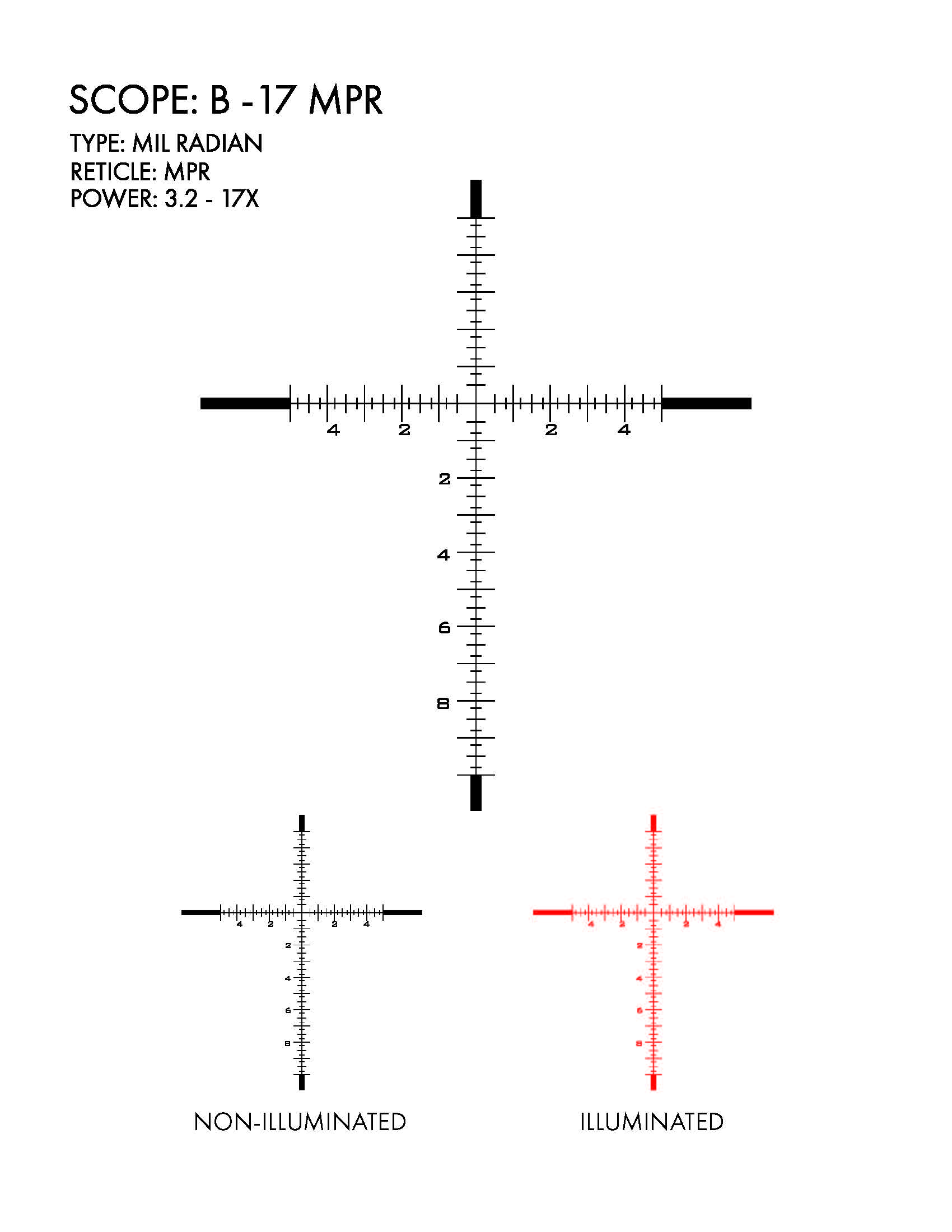 US Optics USO B-17 MPR MRAD reticle