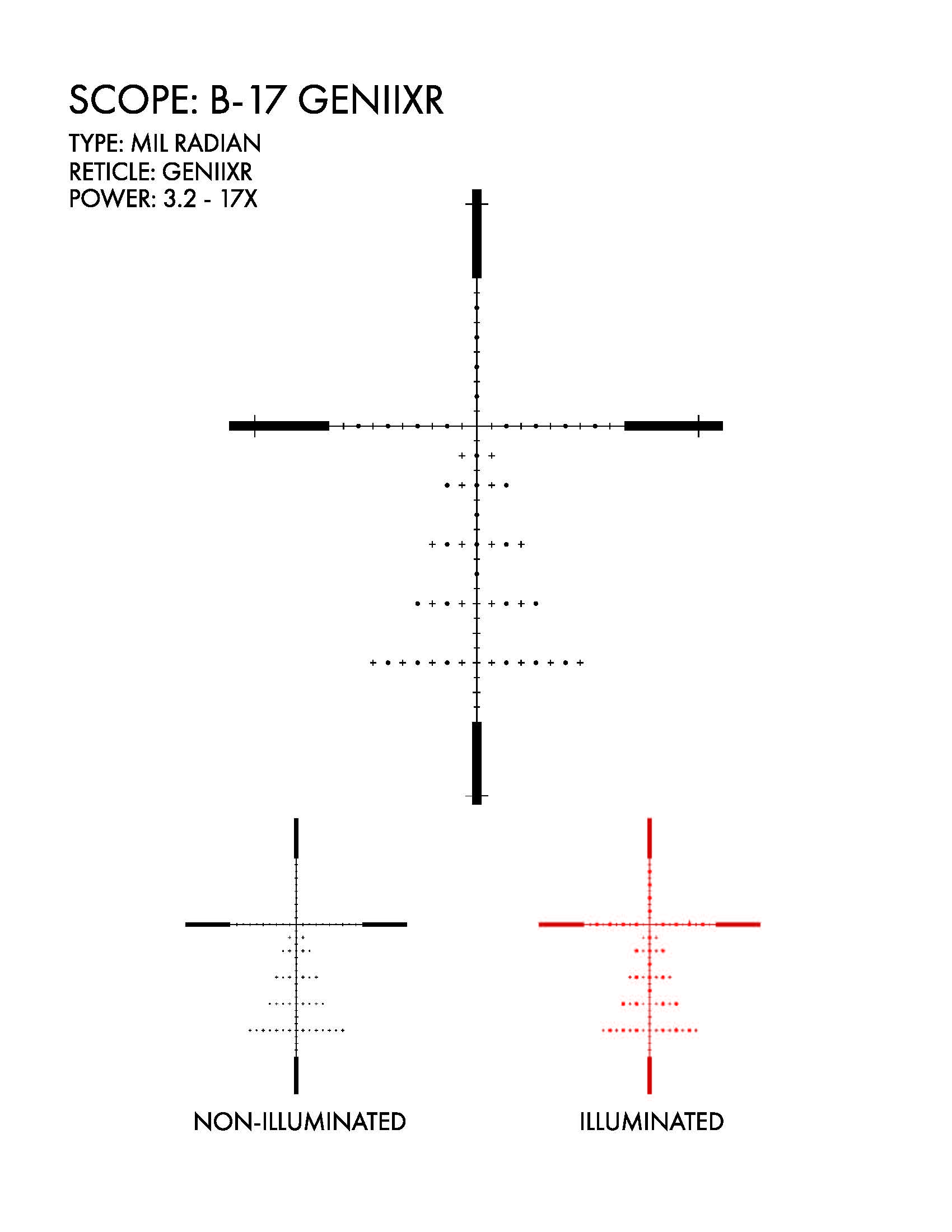 US Optics USO B-17 GENII XR MRAD reticle