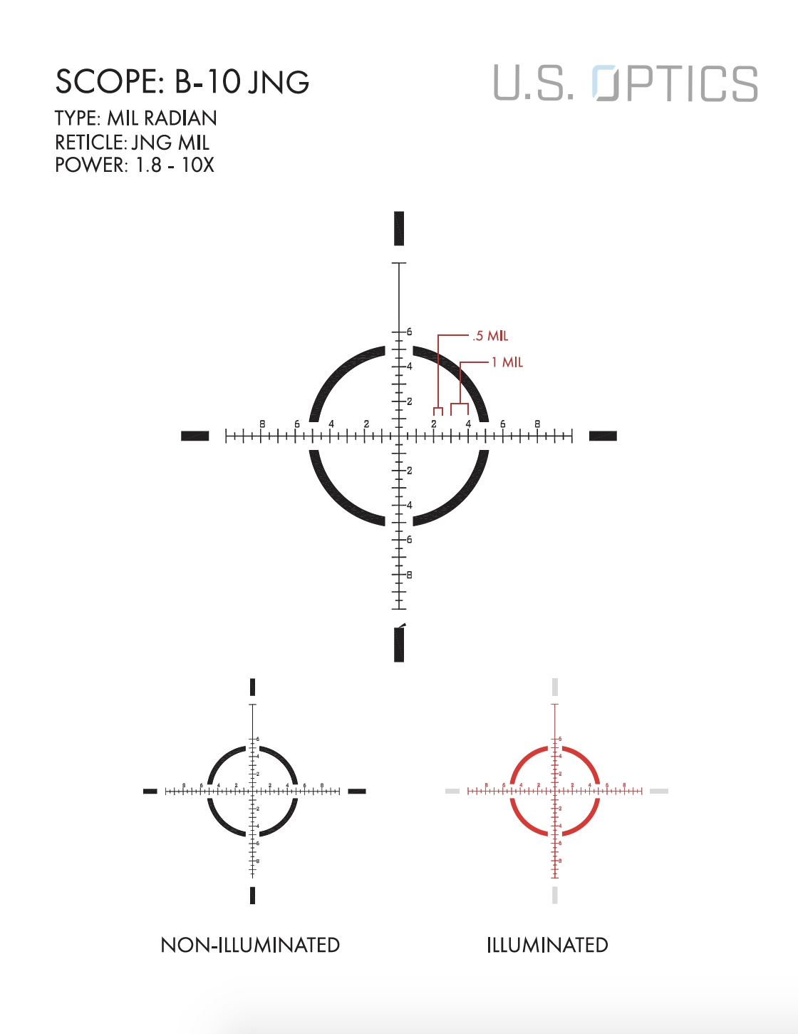 US Optics US Optics BFX10 10×40 B-10 JNG MIL reticle reticle