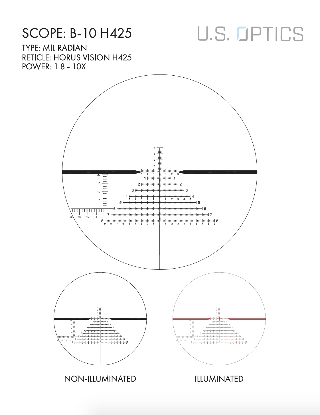 US Optics US Optics BFX10 10×40 B-10 H425 MIL reticle reticle