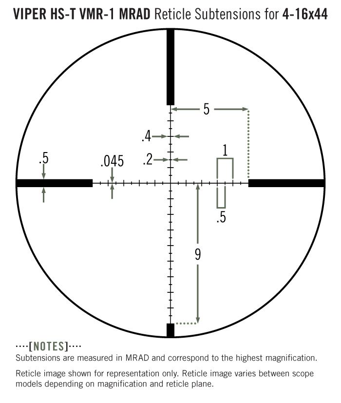 Vortex Vortex Viper HST 4-16×44 VMR-1 MRAD reticle diagram reticle
