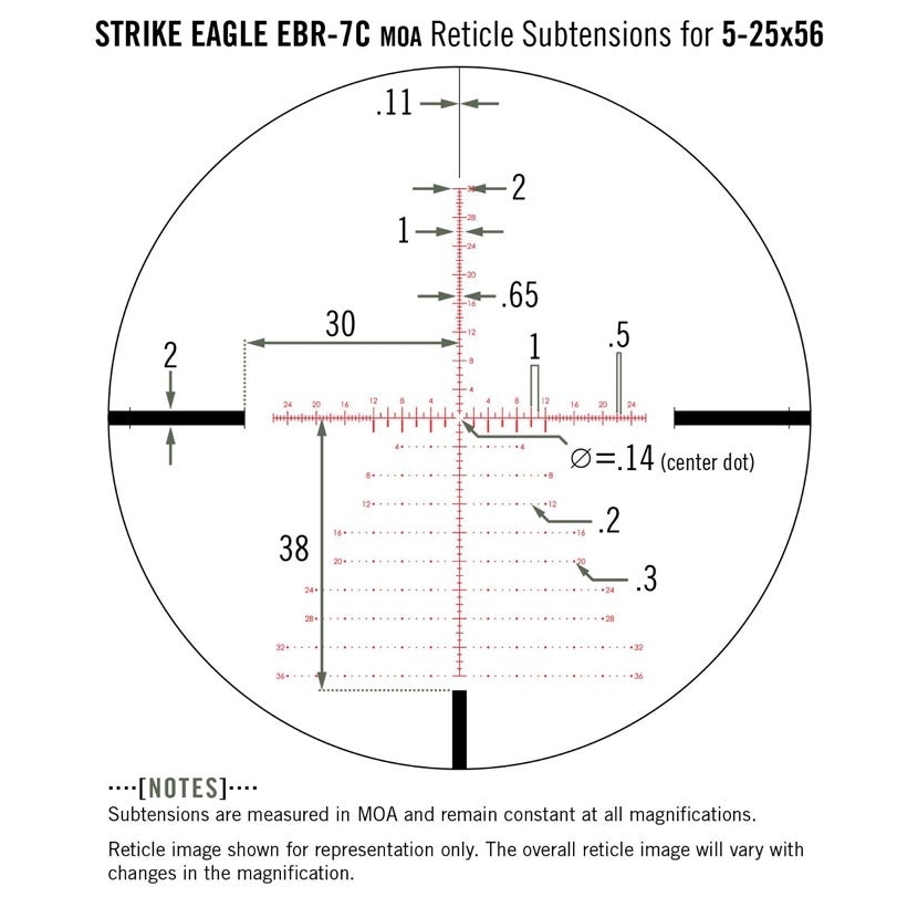 Vortex Vortex Strike Eagle 5-25×56 FFP EBR-7C MOA reticle diagram reticle