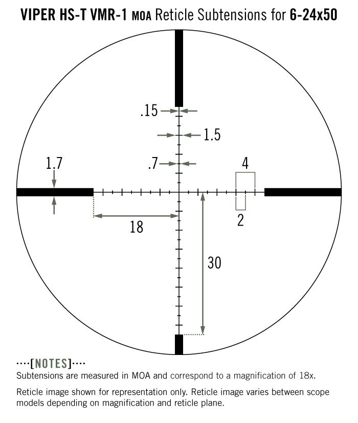 Vortex Vortex Viper HST 6-24×50 VMR-1 MOA reticle diagram reticle