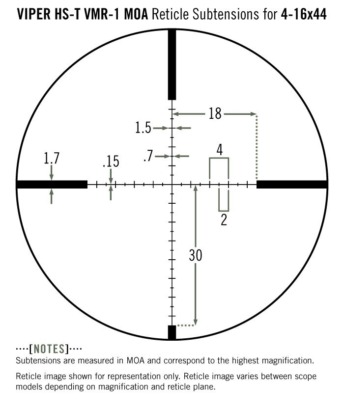 Vortex Vortex Viper HST 4-16×44 VMR-1 MOA reticle diagram reticle