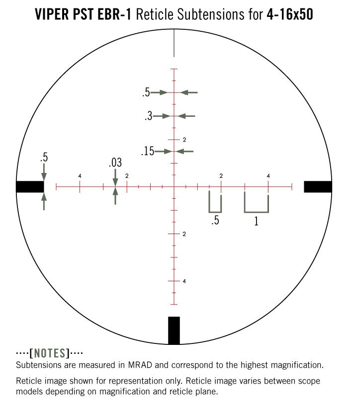 Vortex Vortex Viper PST 4-16×50 EBR-1 MRAD reticle diagram reticle