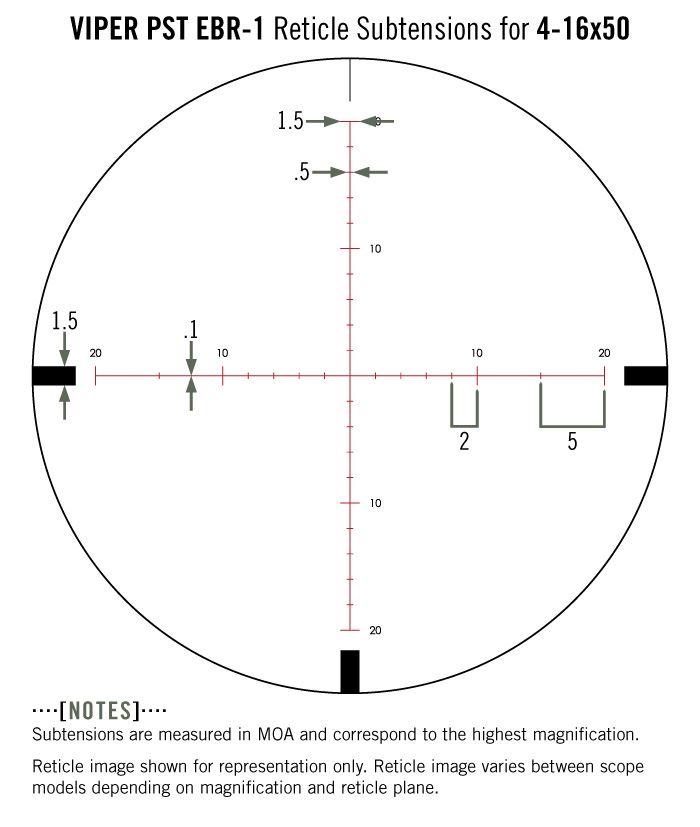 Vortex Vortex Viper PST 4-16×50 EBR-1 MOA reticle diagram reticle