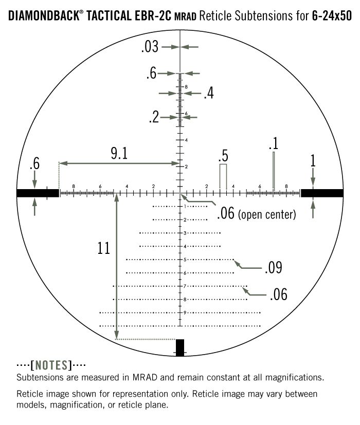 Vortex Vortex Diamondback Tactical 6-24×50 FFP EBR-2C MRAD reticle diagram reticle