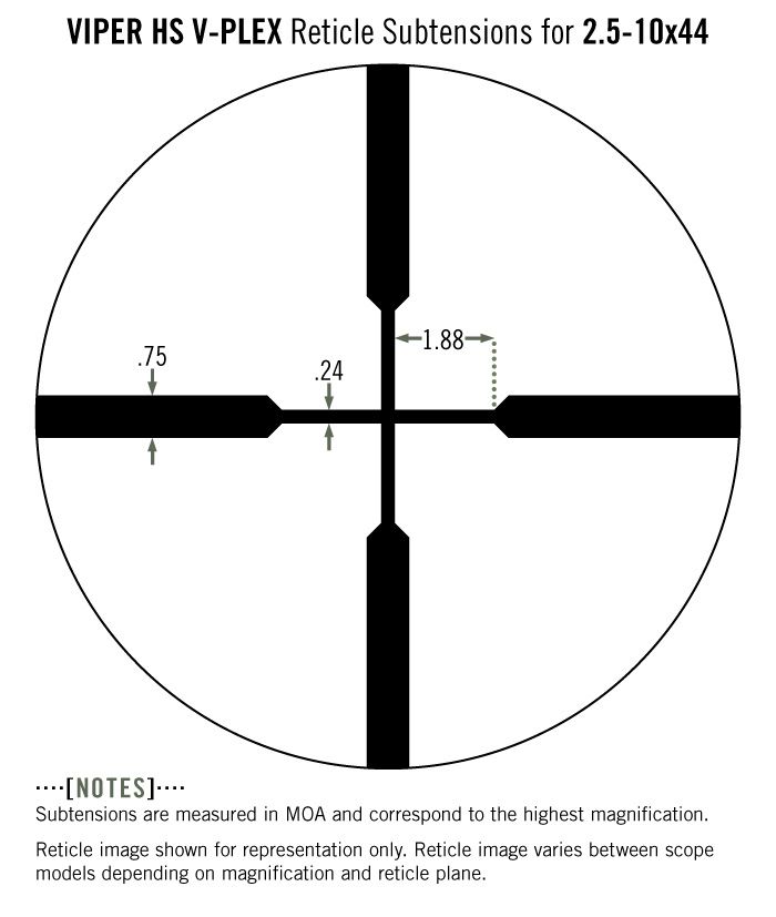 Vortex Vortex Viper HS 2.5-10×44 V-Plex MOA reticle diagram reticle