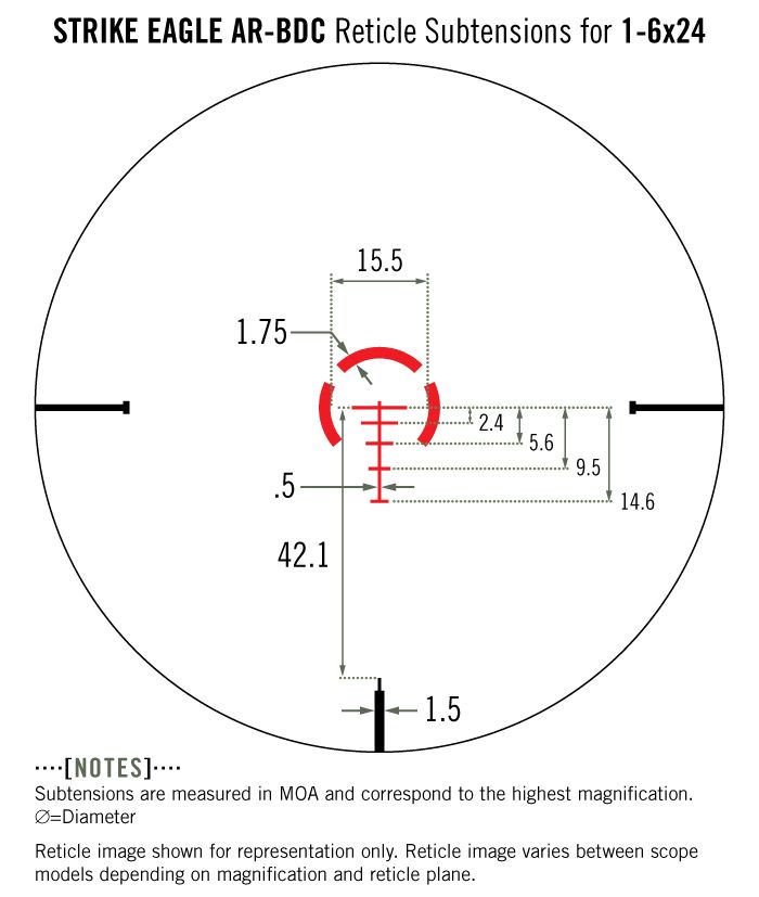 Vortex Vortex Strike Eagle 1-6×24 AR-BDC2 reticle diagram reticle
