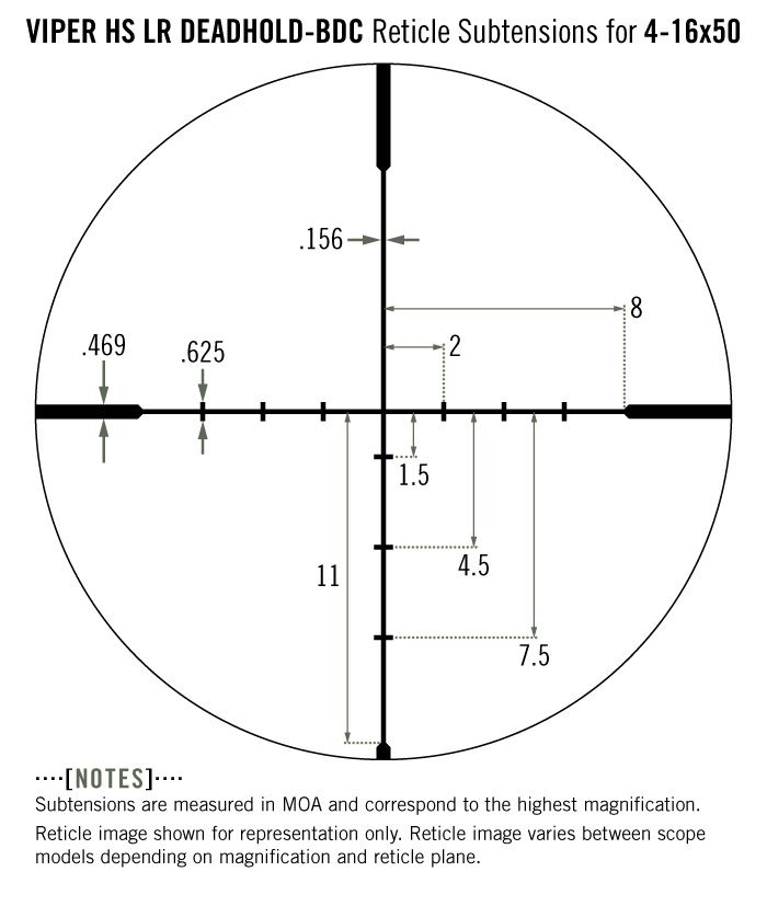 Vortex Vortex Viper HS LR 4-16×50 Dead-Hold BDC reticle diagram reticle