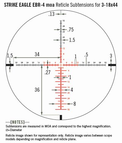 Vortex Vortex Strike Eagle 3-18×44 EBR-4 MOA reticle diagram reticle