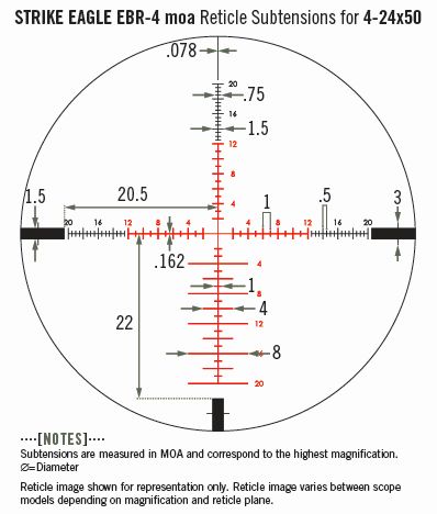 Vortex Vortex Strike Eagle 4-24×50 EBR-4 MOA reticle diagram reticle
